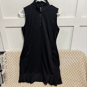 EPNY Ruffle Hem Sleeveless Black Golf Dress